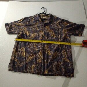 Men's Island Republic Hawaiian Button Up Short Sleeve Shirt, Blue/Tan, Size XL